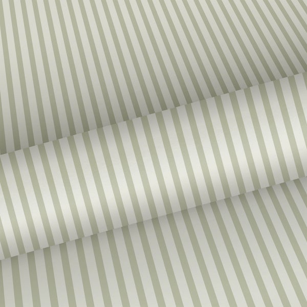 Zimmeransicht mit gestreifter Tapete, Pflanze und Klavier