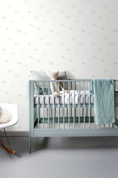 Sanders und Sanders Tapete kleine Wolken Graublau und Weiß - 53 cm x 10 m - 640301