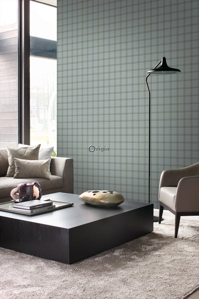 Origin Wallcoverings Tapete Karomuster Graublau - 0,53 x 10,05 m - 347622