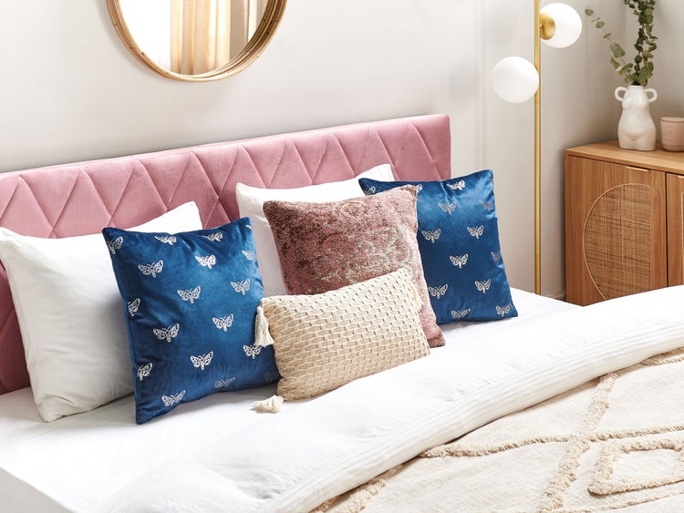 Dekokissen 2er Set YUZURI Samtstoff 45 x 45 cm Marineblau Tiermuster
