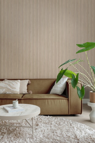 ESTAhome Tapete 3D Holzpaneele Beige - 53 cm x 10.05 m - 139607