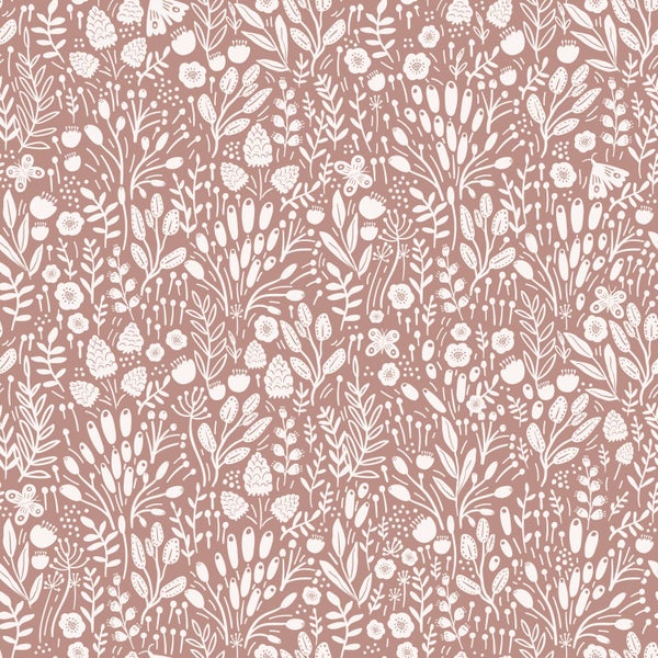 ESTAhome Tapete Blumen Altrosa - 50 x 900 cm - 131255