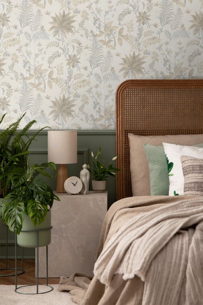 Sanders und Sanders Tapete tropische Blätter Beige und Grau - 53 cm x 10,05 m - 640724