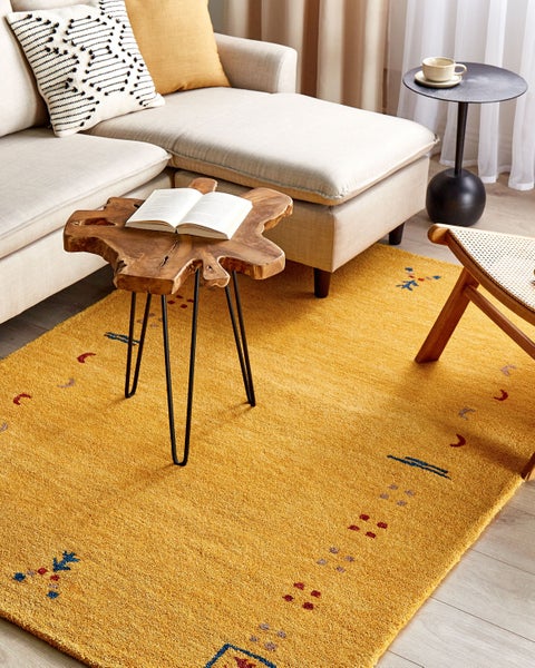 Teppich AKALAN Gelb 140 x 200 cm Wolle Gabbeh