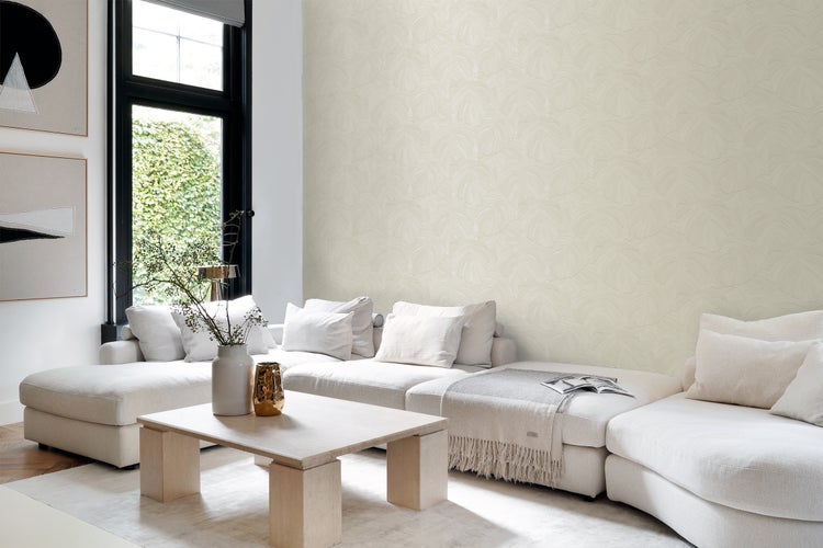 Origin Wallcoverings Tapete tropische Blätter Hellbeige - 53 cm x 10.05 m - 348023