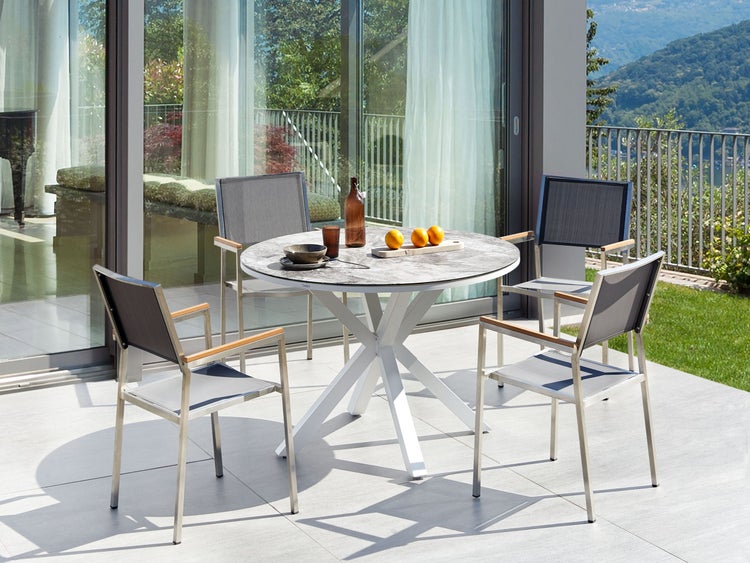 Gartenmöbel Set 4-Sitzer MALETTO/GROSSETO Metall Marmor Optik Grau