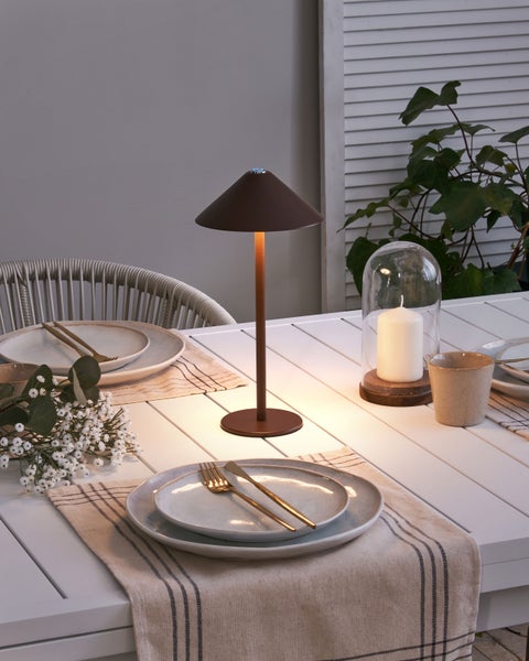 Kabellose LED Tischlampe FRANCOLI mit Dimmer Braun