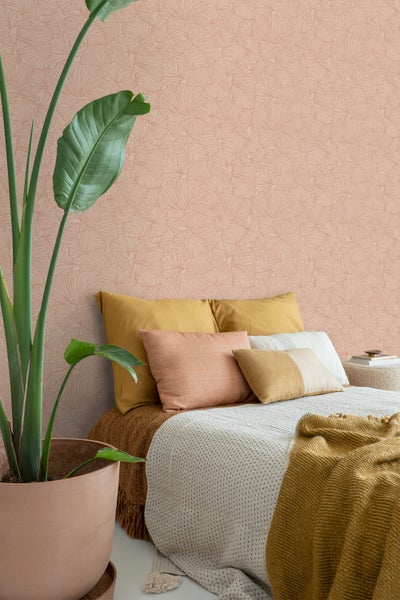 ESTAhome Tapete Ginkgoblätter Terrakotta - 53 cm x 10.05 m - 139490