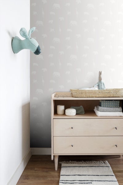 Origin Wallcoverings Tapete Tiere Warmgrau - 53 cm x 10.05 m - 347689
