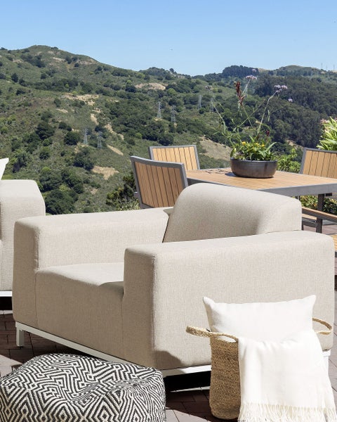 Gartensessel 2er Set ROVIGO Stoff Beige