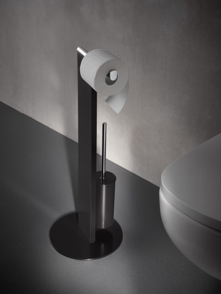 KEUCO Stand WC-Garnitur aus Metall schwarz/verchromt und Kunststoff schwarz 31,3 x 71,1 x 26 cm