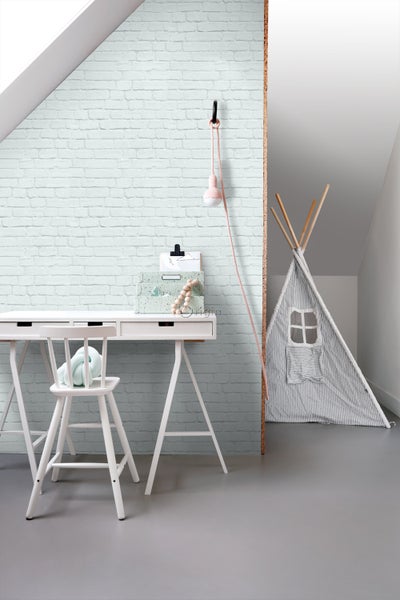 Origin Wallcoverings Tapete Stein-Optik Pastell Mintgrün - 53 cm x 10.05 m - 347487