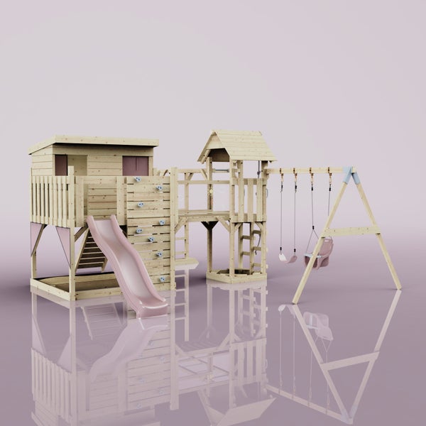 Spielplatz mit Spielhaus, Rutsche und Schaukel für den Außenbereich