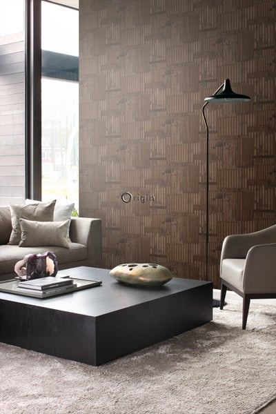 Origin Wallcoverings Tapete industrielle Wellplatten aus Metall 3D Rostbraun - 53 cm x 10.05 m - 347616