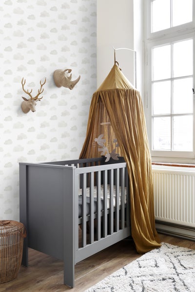ESTAhome Tapete kleine Wolken Hellgrau und Weiß - 53 cm x 10.05 m - 138945