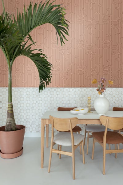 ESTAhome Tapete grafische Linien Terrakotta - 50 x 900 cm - 131024