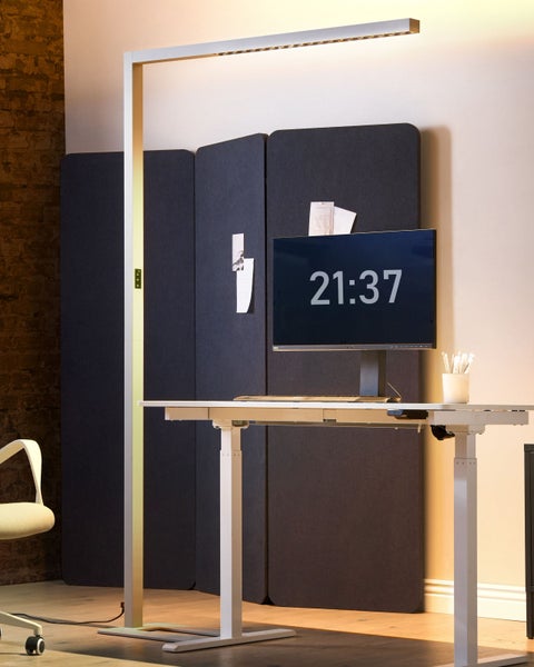 Geöffnete Gartenbox aus Metall mit Kissen auf einer Terrasse