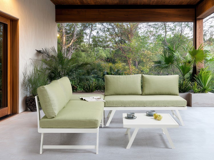 Garten Ecksofa mit Tisch 5-Sitzer COCCORINO Metall Grün