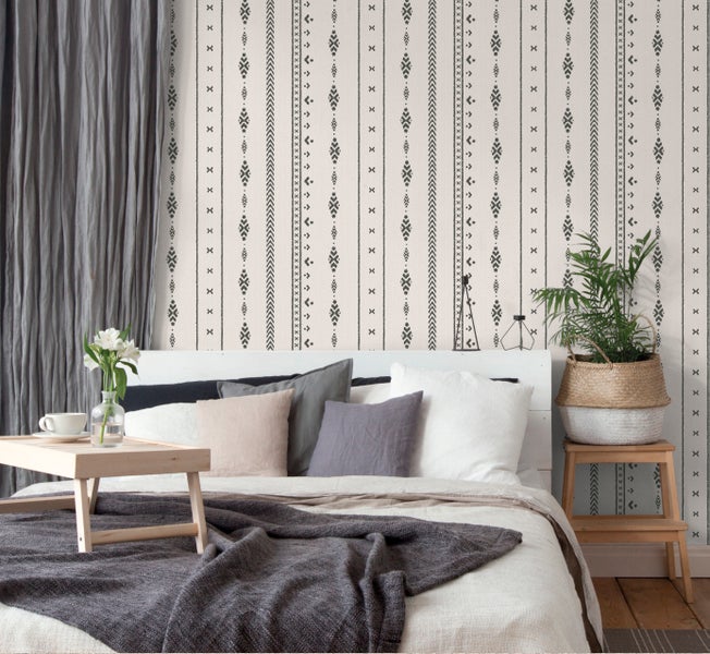 Sanders und Sanders Tapete ethnische Motive Beige und Schwarz - 53 cm x 10 m - 640521