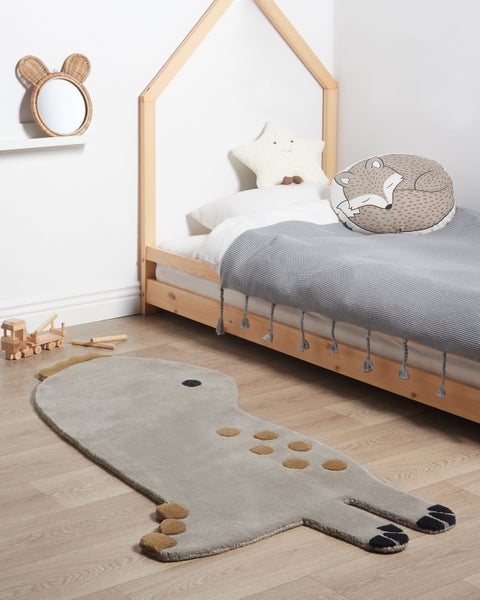 Kinderteppich DINO Grau 100 x 160 cm Wolle