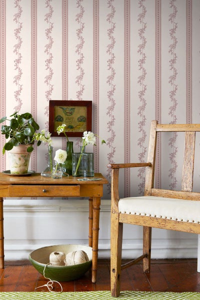 Borastapeter Tapete Blumen Beige und Rosa - 53 cm x 10.05 m - 660048