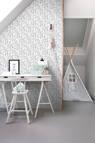 ESTAhome Tapete Gesichter von Mädchen Schwarz und Weiß - 53 cm x 10.05 m - 138867
