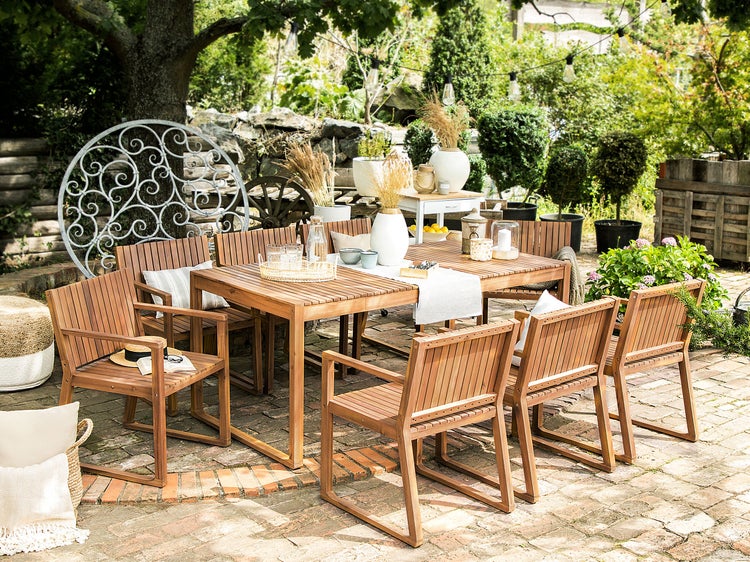 Gartenmöbel Set 8-Sitzer SASSARI Akazienholz Braun