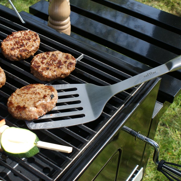 PATTON 3er Grillbesteck-Set mit Solid Grillzange, Grillwender und Fleischgabel - Länge 43cm - Edelstahl