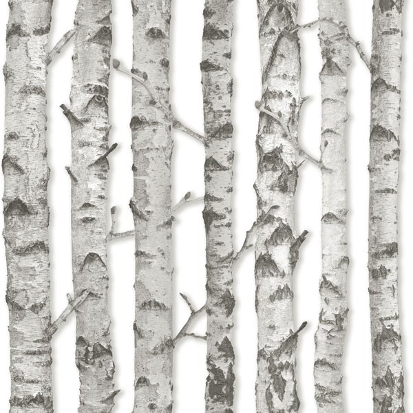 Walls4You Tapete Bäume Grau und Weiß - 53 cm x 10,05 m - 935295