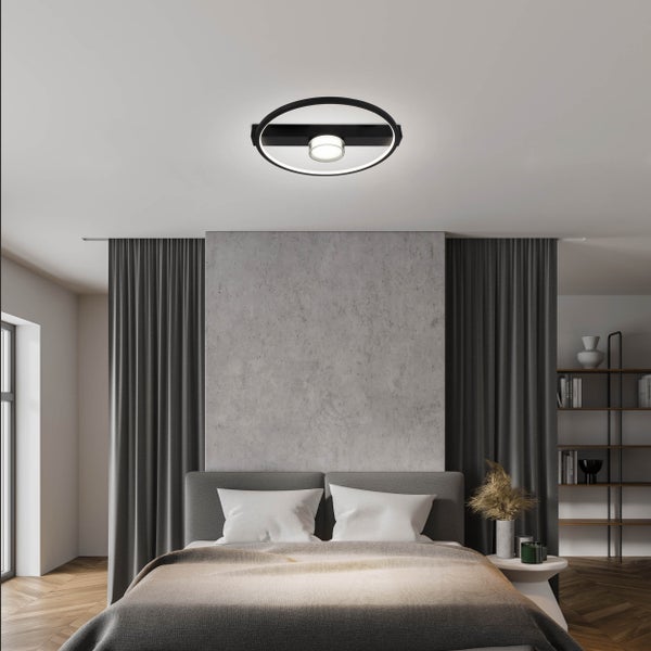 LED Deckenleuchte CIMO aus schwarzem Metall und Kunststoff, 40 cm lang, dimmbar per Wandschalter