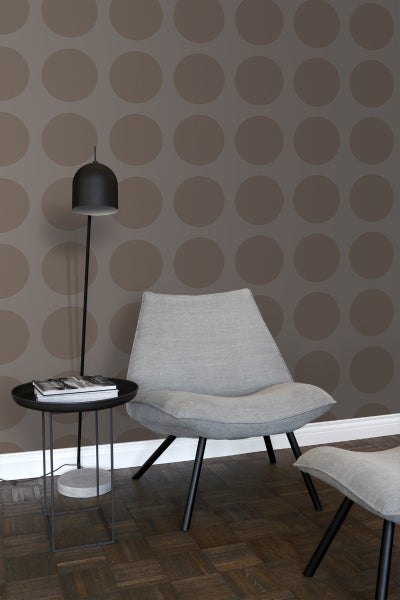ESTAhome Tapete Kugeln auf Leinenstruktur Taupe - 53 cm x 10.05 m - 135424