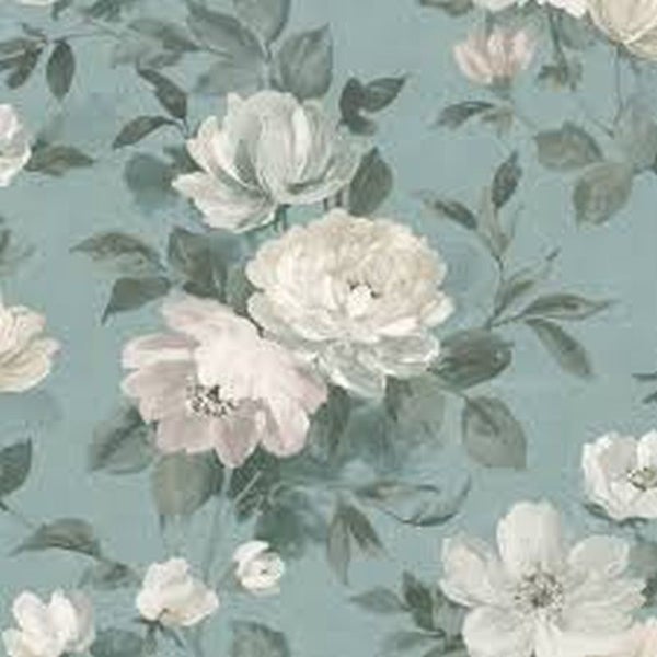 Borastapeter Tapete Blumen Blau - 53 cm x 10.05 m - 660428