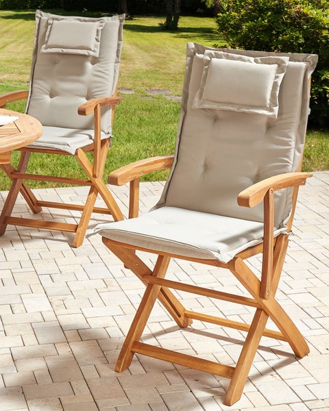 Set mit 2 Stühlen und Sitzkissen MAUI II Akazienholz Taupe
