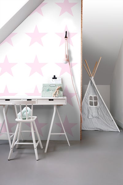 Origin Wallcoverings Tapete großer Stern Puderrosa und Weiß - 53 cm x 10.05 m - 347505