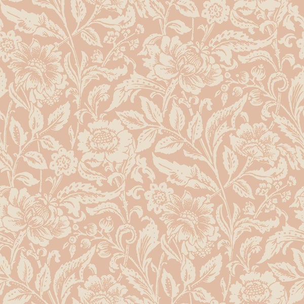ESTAhome Tapete Blumenmuster Terrakottarosa - 53 cm x 10.05 m - 139427