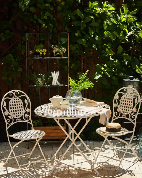 Gartenstuhl 2er Set BIVIO klappbar Metall Cremeweiß