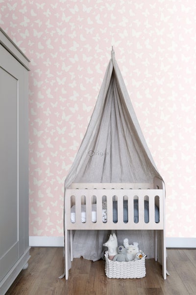 Origin Wallcoverings Tapete Schmetterlinge Rosa und Weiß - 53 cm x 10.05 m - 347691