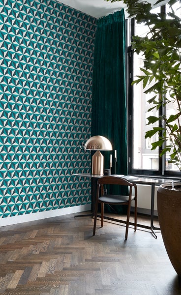 Origin Wallcoverings Tapete 3D-Muster Türkis - 53 cm x 10.05 m - 347449