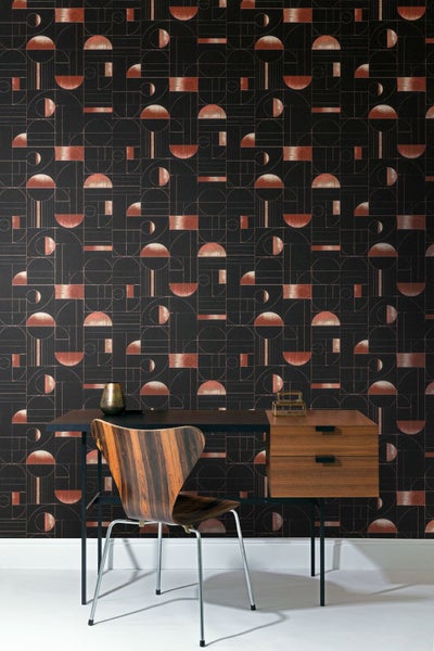 Masureel Tapete geometrisches Motiv Schwarz - 53 cm x 10.05 m - 630751