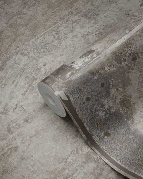 Origin Wallcoverings Tapete große verwitterte rostige Metallplatten Industriegrau - 53 cm x 10.05 m - 337229