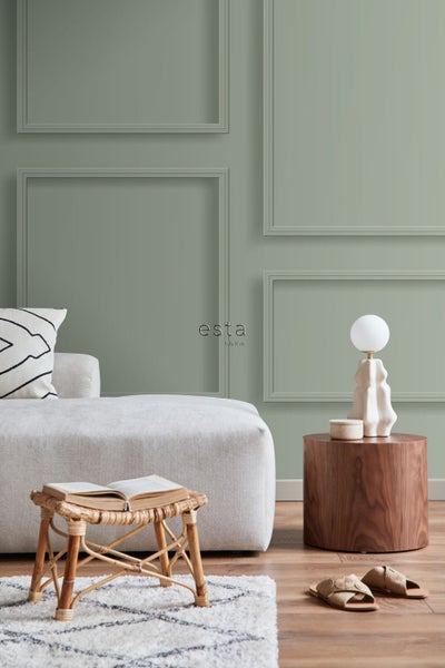 ESTAhome Fototapete Holzwandverkleidung Graugrün - 300 x 279 cm - 158966