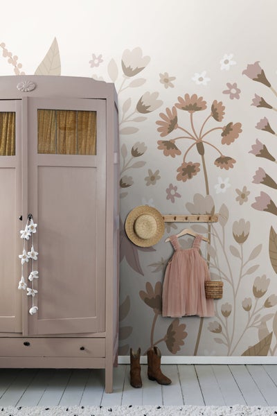 ESTAhome Fototapete Blumen Beige, Terrakotta und Rosa - 2 x 2.79 m - 159410