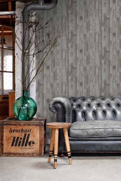 ESTAhome Tapete Holz-Optik Graubraun - 53 cm x 10.05 m - 128839