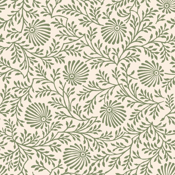 ESTAhome Tapete Blumenmuster Grün - 50 x 900 cm - 131512