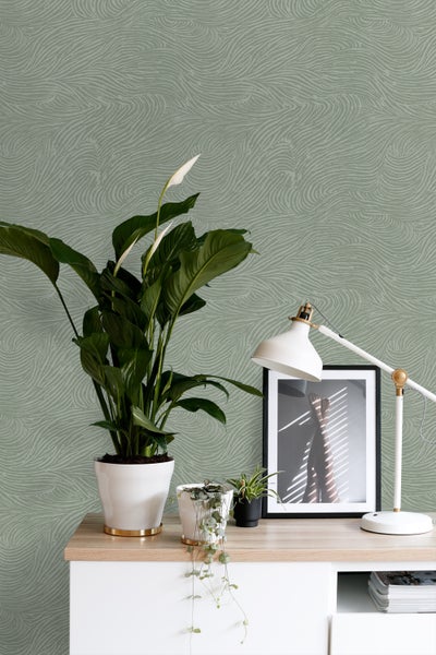 ESTAhome Tapete 3d Wellenförmige Linien Mintgrün - 50 x 900 cm - 139663