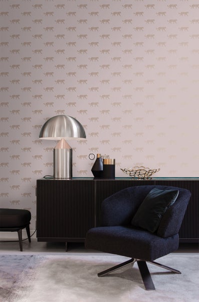 Origin Wallcoverings Tapete Panter Altrosa und Gold - 53 cm x 10.05 m - 347729