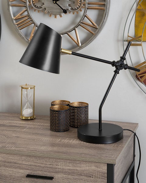 Schreibtischlampe HORTON verstellbar Metall Schwarz