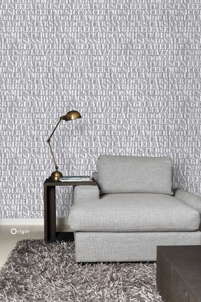 Origin Wallcoverings Tapete alte eiserne Druckbuchstaben Hellgrau - 53 cm x 10.05 m - 347594