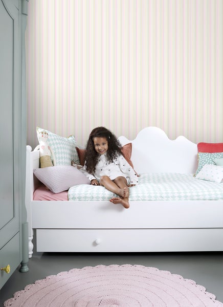 ESTAhome Tapete Streifen Babyrosa - 53 cm x 10.05 m - 137304