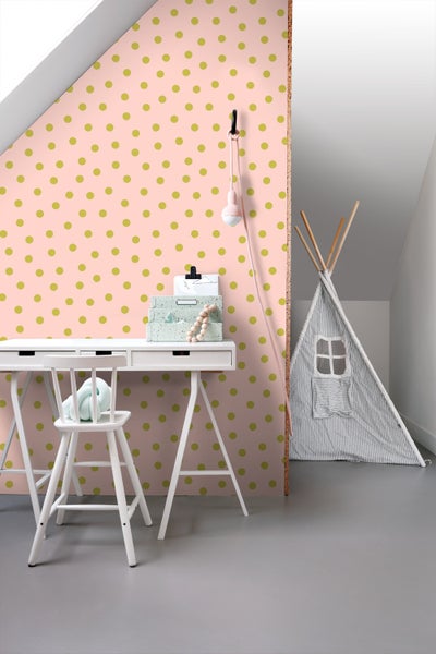 ESTAhome Tapete Punkte Rosa und Grün - 50 x 900 cm - 131576
